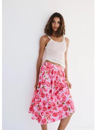 MANGO - Midi Skirt 100% Cotton MEDIUM PINK