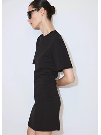 MANGO - Cotton Dress with Gathered Sides BLACK
