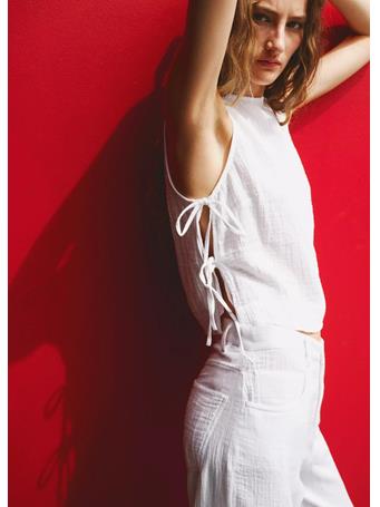 MANGO - Bambula Tie Top WHITE