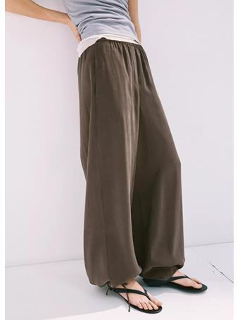 MANGO - Elastic Waist Harem Pants DARK BROWN