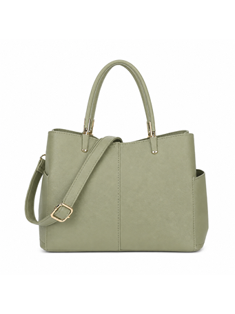 DS HANDBAGS - Triple Compartment Satchel with Crossbody Strap SAGE