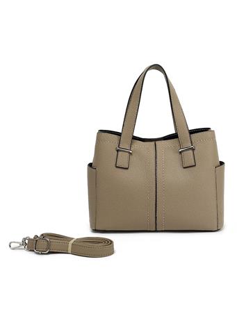 DS HANDBAGS - Triple Compartment Satchel with Crossbody Strap TAUPE