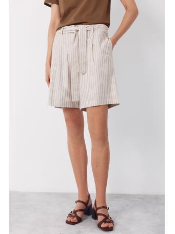 CORTEFIEL - Linen Bermuda Shorts BROWN PRINT