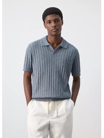 MANGO - 100% Cotton Fine-knit Polo Shirt BLUE