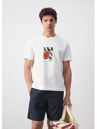 MANGO - 100% Cotton Printed T-shirt WHITE