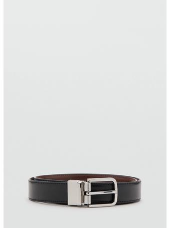 MANGO - Reversible Suit Leather Belt BLACK