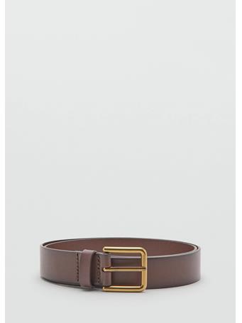 MANGO - Square Buckle Belt COGNAC