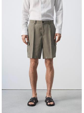 MANGO - Modal Cotton Cargo Bermuda Shorts GREY