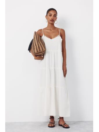 CORTEFIEL - Strappy Floral Embroidered Dress IVORY