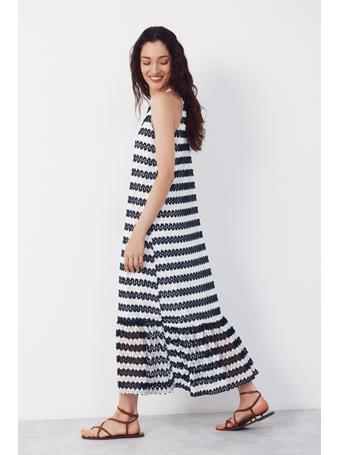CORTEFIEL - Halter Structured Dress BLUE PRINT