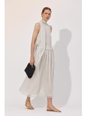 CORTEFIEL - Polka Dot Chiffon Skirt WHITE PRINT