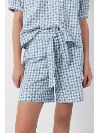 CORTEFIEL - Embroidered Gingham Bermuda Shorts BLUE PRINT