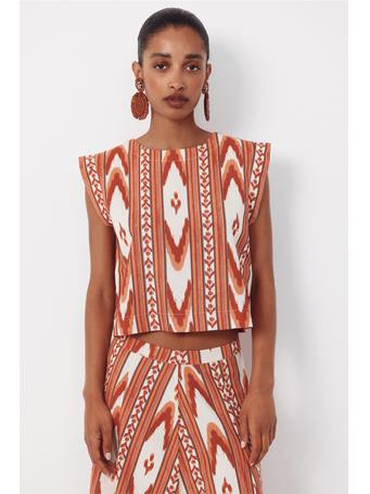 CORTEFIEL - Printed Ikat Top RED PRINT