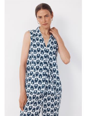 CORTEFIEL - Flowy Blouse with Pleats BLUE PRINT