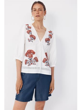 CORTEFIEL - Positional Print Blouse WHITE PRINT