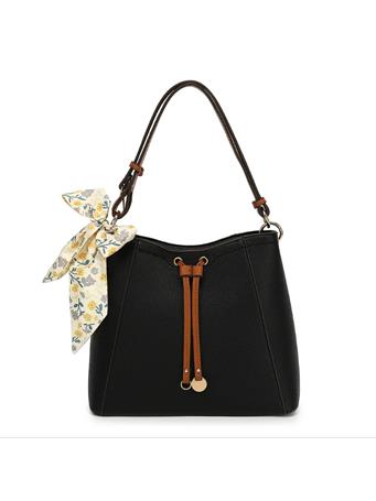 DS HANDBAGS - 13IN Tote With Scarf BLACK
