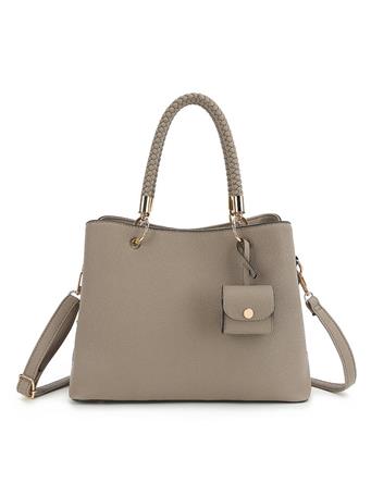 DS HANDBAGS - PU Leather Satchel with Air Pod Case GREY