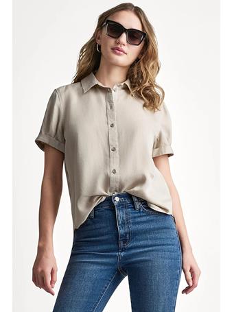 DKNY - Garmet Dye Button-Front Shirt PBL - PEBBLE