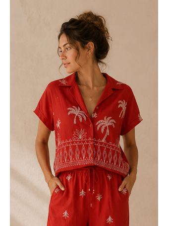 SKIES ARE BLUE - Coral Colette Blouse CORAL