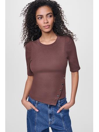 DKNY - Short Sleeve Asymmetric Top CHT - CHESTNUT