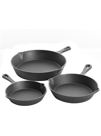 GIBSON HOME - Brickstone Cast Iron Skillet - 3-Piece Set BLACK