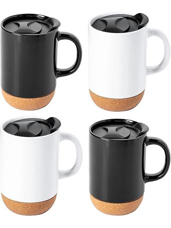 GIBSON HOMEWARES - Modani 4 Piece 16.5 Ounce Stoneware Travel Mug  ASST