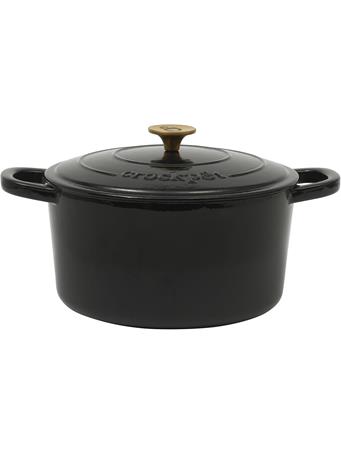 CROCKPOT - Artisan 7-Quart Round Cast Iron Dutch Oven with Lid BLACK