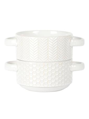 GIBSON HOMEWARES - Soup Bowl Set with Handles CREAM
