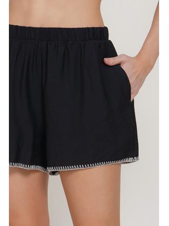 ACTIVE BASIC - Elastic Waist Edge Stitched Shorts BLACK