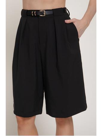 ACTIVE BASIC - Belted Bermuda Short Pants BLACK