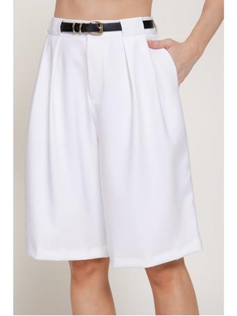 ACTIVE BASIC - Belted Bermuda Short Pants WHITE