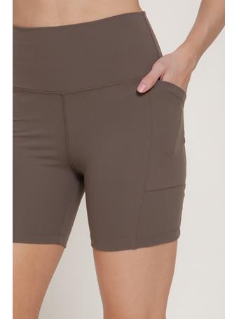 ACTIVE BASIC - Waist Band Workout Bike Shorts COFFEE