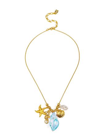 ZENZII - Iridescent Seashell Pendant Charm Cluster Necklace Jewelry BLUE