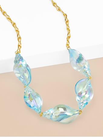 ZENZII - Five Iridescent Seashell Short Necklace Jewelry BLUE