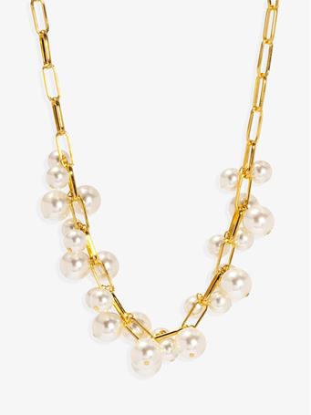 ZENZII - Pearl and Chain Collar Necklace PEARL