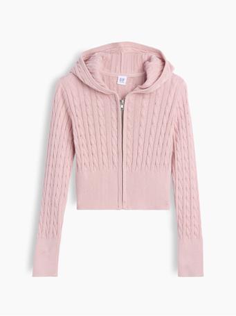 GAP - Kids 100% Cotton Cable-Knit Sweater Zip Hoodie PRIMITIVE