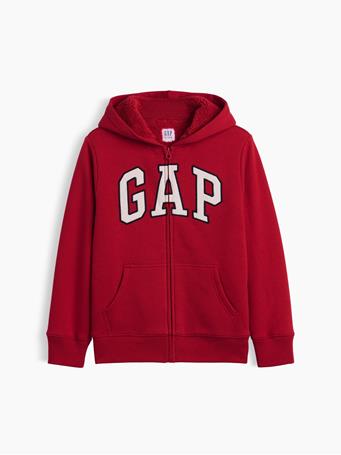 GAP - Kids Sherpa-Lined Zip Hoodie MODERN RED