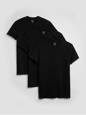 GAP - Cotton Crewneck T-Shirt (3-Pack) TRUE BLACK
