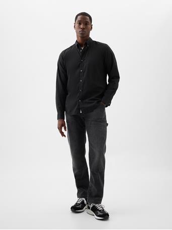 GAP - Stretch Poplin Shirt in Standard Fit TRUE BLACK V2