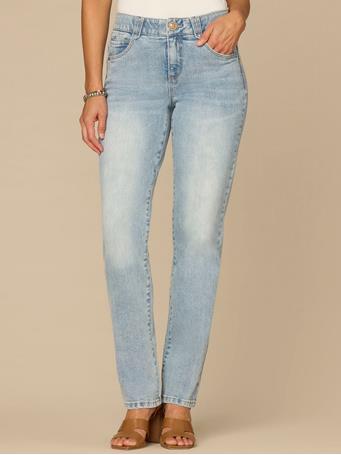 DEMOCRACY - “Ab”solution Mid-Rise Light Blue Booty Lift Straight Leg Jeans Light Blue Artisanal