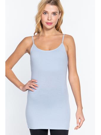 ACTIVE BASIC - Adjustable Strap Tunic Cami with Shelf Bra WATER BLUE