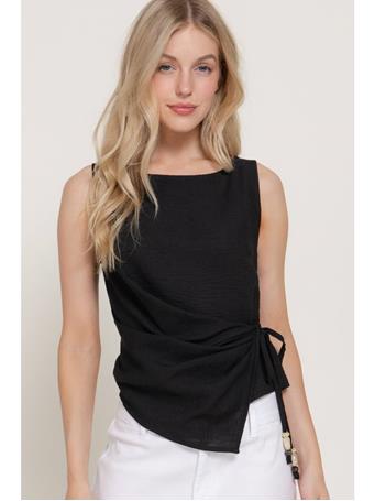 ACTIVE BASIC - Sleeveless Boat Neck Wrap Top BLACK