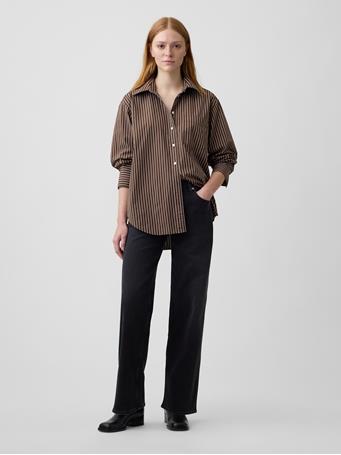 GAP - Poplin Big Shirt BROWN STRIPE