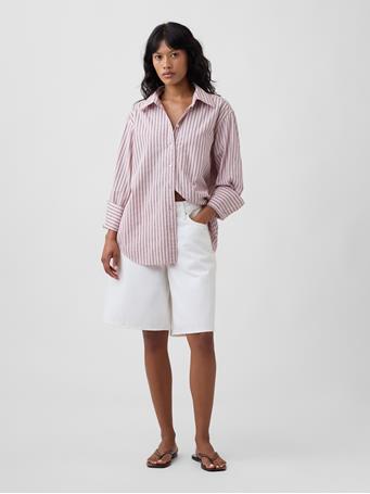 GAP - Poplin Big Shirt BABE PINK STRIPE