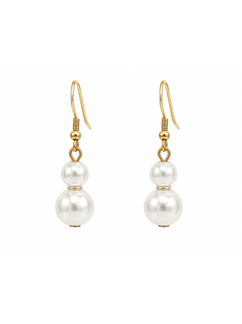 CARA ACCESSORIES - Double Pearl Drop Earrings PEARL