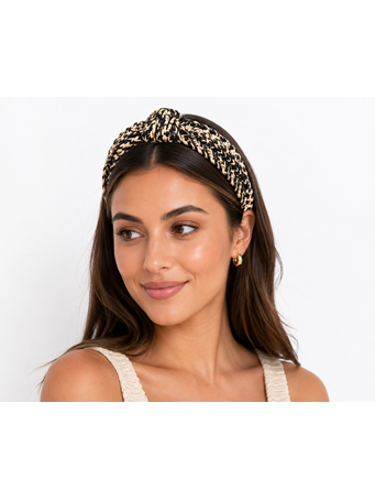 CARA ACCESSORIES - Braided Straw Headband BLK PTN