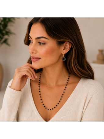 CARA ACCESSORIES - Black Beaded Necklace BLACK