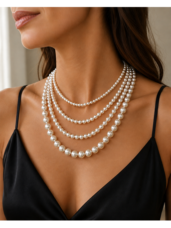 CARA ACCESSORIES - 4 Strand Pearl Necklace PEARL