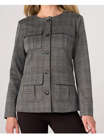 LIVERPOOL - Collarless Field Jacket bk mlt hrnbne p