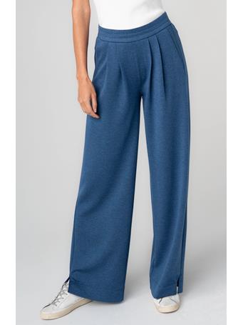 LIVERPOOL - Pull-on Pleated Wide Leg heathered navy